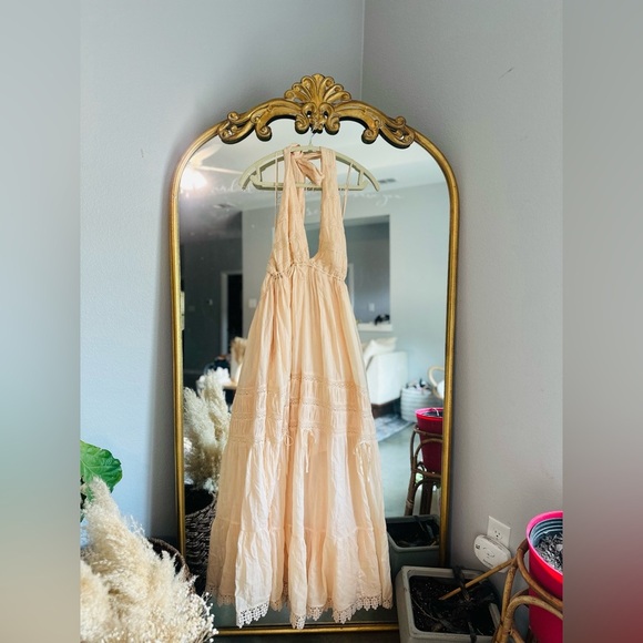 Free people cream afternoon bustle halter maxi dress nwt large - Picture 2 of 2
